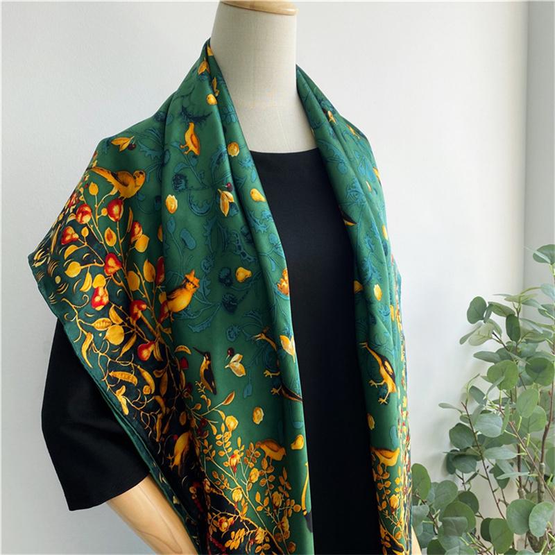 110*110 см квадратный шелковый шарф женский модный принт маленький шейный платок офисный женский пояс для волос носовой платок женский платок шаль шарф