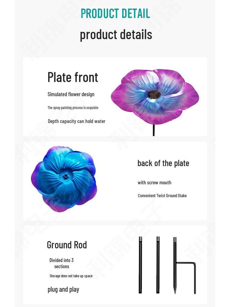 Metal Shepherd's Hook Bird Feeder & Bath: Outdoor Garden Courtyard Decor