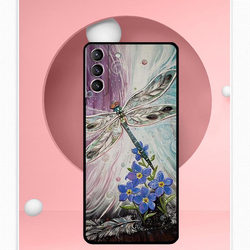 Dragonfly Case For Samsung Galaxy S22 S23 S24 Ultra Note 20 10 S8 S9 S10 Plus S21 S20 FE Soft Cover