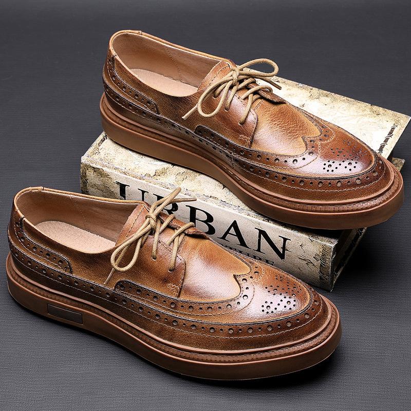 Кожаные мужские туфли Brock Trend British Casual Leather Shoes Retro Tooling Shoes