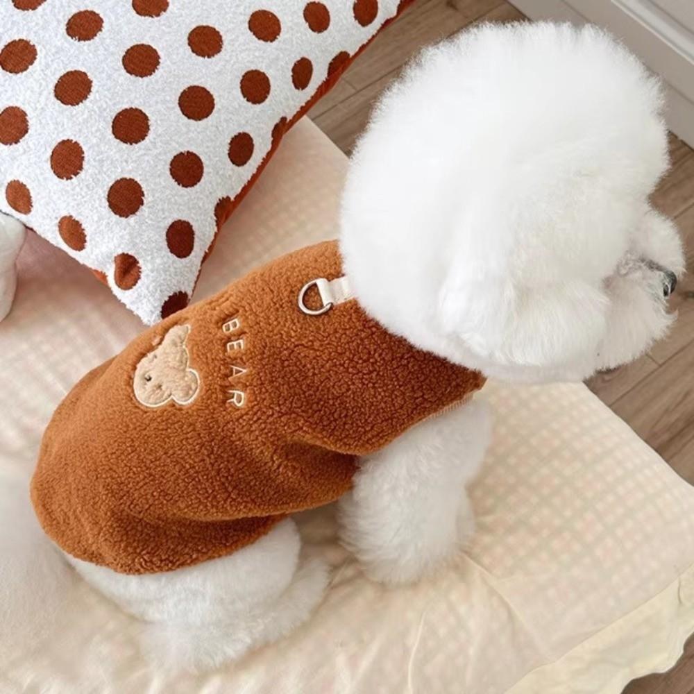 with D-Ring Pet Jacket Bear Print Pug Teddy Coat Fashion Dog Vest  Chihuahua Outfits