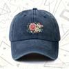 pc Vintage Washed Hat with Floral Print Unisex Solid Baseball Cap AllSeason Wear Rose Flower Design Ideal Gift for Wedding