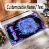 Neon Theme Crystal Velvet Rug Personalized Custom Name Text Soft Floor Mat Home Decor