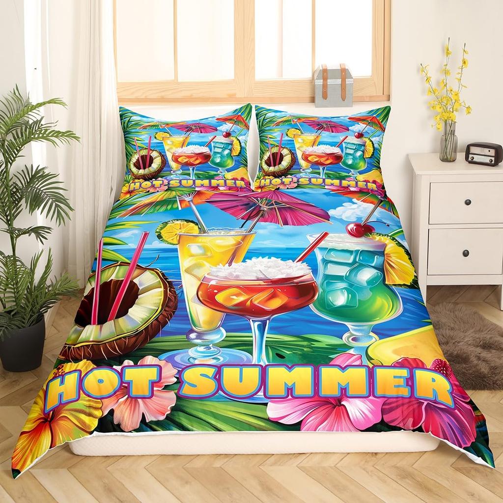 Juice Drink Duvet Cover Sets Queen King Lightweight Quilt Covers Bedroom Decor Cool Summer Themed Bedspread Covers No Comforter