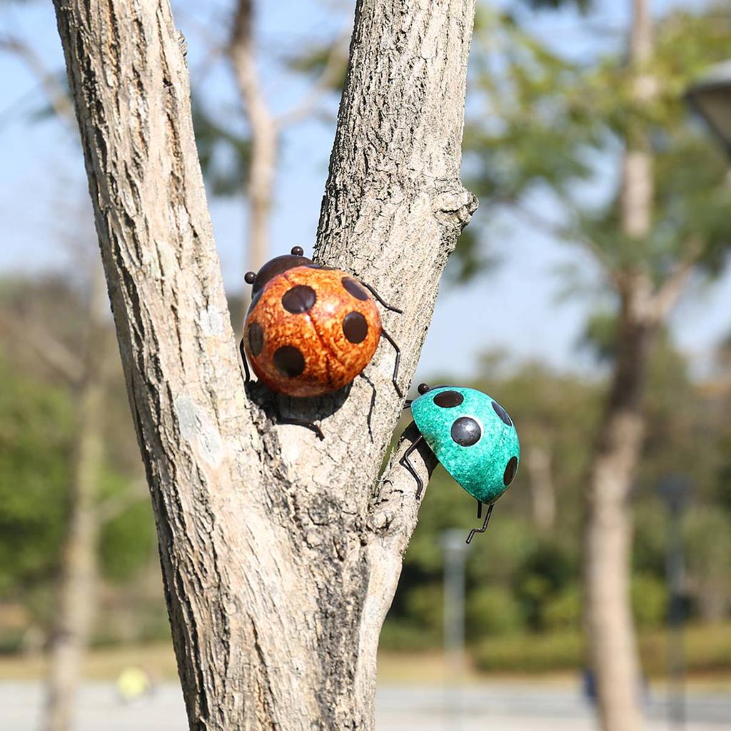 Tooarts Ladybug Wall Decoration Iron Cartoon Ladybug Fun Decoration Handicraft Garden or Children"s