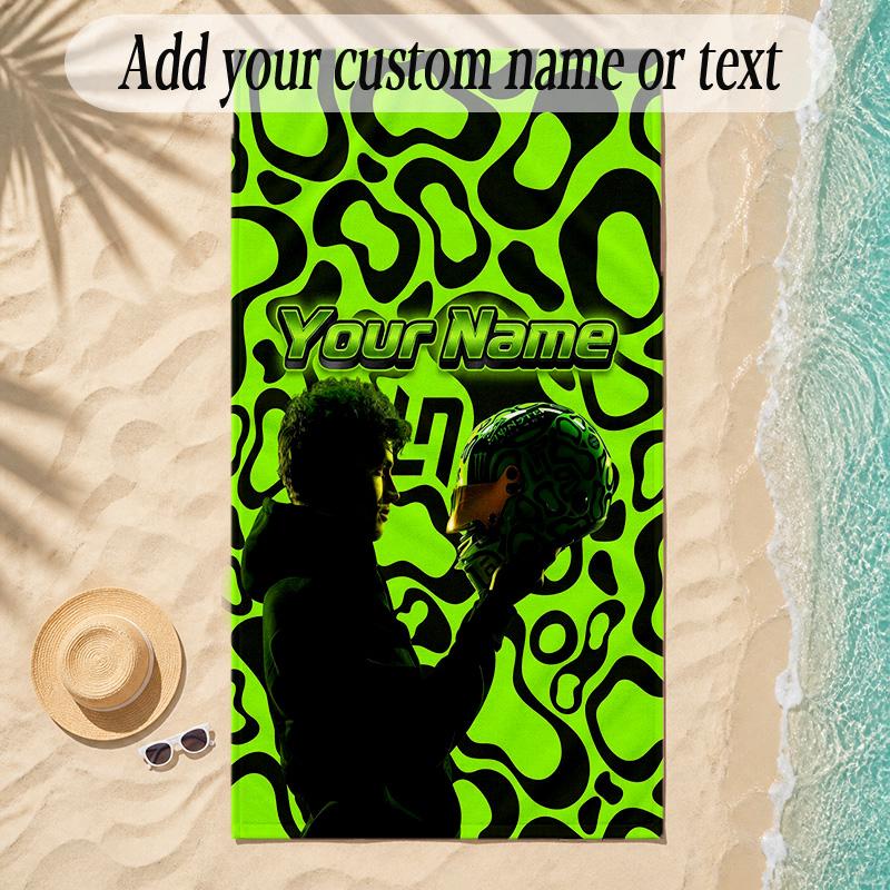Beach TowelLando Norris Custom Name Text Personalized Soft Towel for Beach Pool Indoor Home Decor Gift