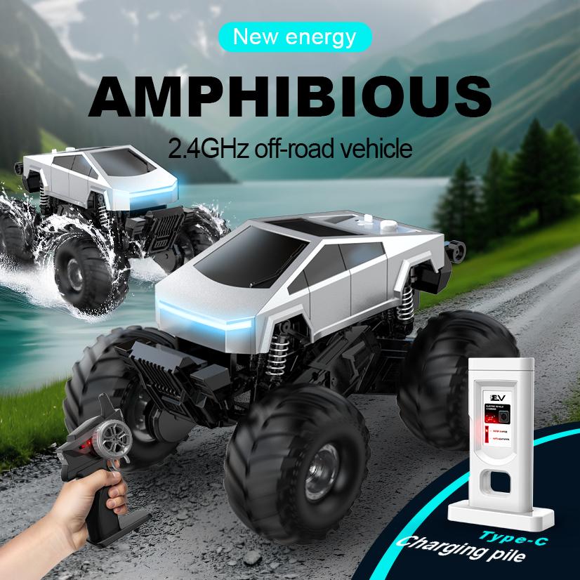 Новый Amphibious Off-Road Vehicle с дистанционным управлением 2,4 ГГц, 360° вращение, большие колеса, полный привод, RC-машина, аккумулятор большой емкости, водонепроницаемая игрушка, подарки для детей