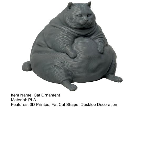 Прочный Кошачий Орнамент 3D Печатная Толстая Фигурка, Современная Сидящая Статуэтка для Декоративной Модели Настольного Декора, Коллекционный Орнамент в Форме Животного, Подарок для Влюбленных