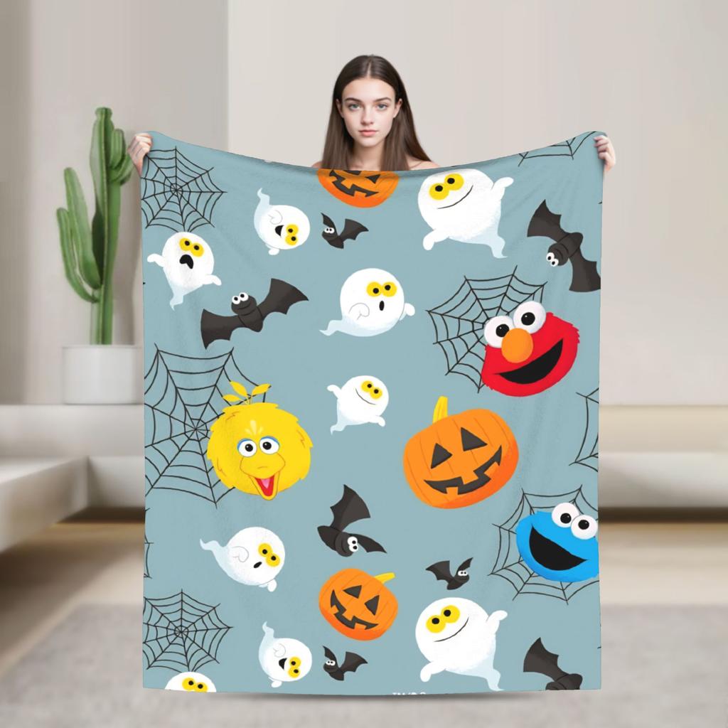 Christmas Present Pattern Blanket S-Sesames Streets Warm Soft Plush Throw Blanket For Couch Sofa Bed Flannel Bedspread Bed Cover
