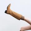 Fashion 2024 Winter Women Boots Pointed Toe Knee-high Boots Women Shoes Slip-on Modern Ladies Shoes Retro Chelsea Western Boots