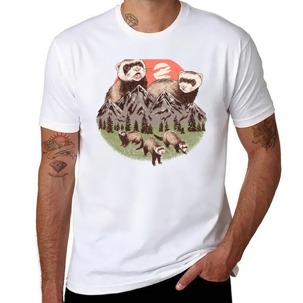 Mountain Ferrets TShirt Daily Wear Plain Short Sleeve Shirt