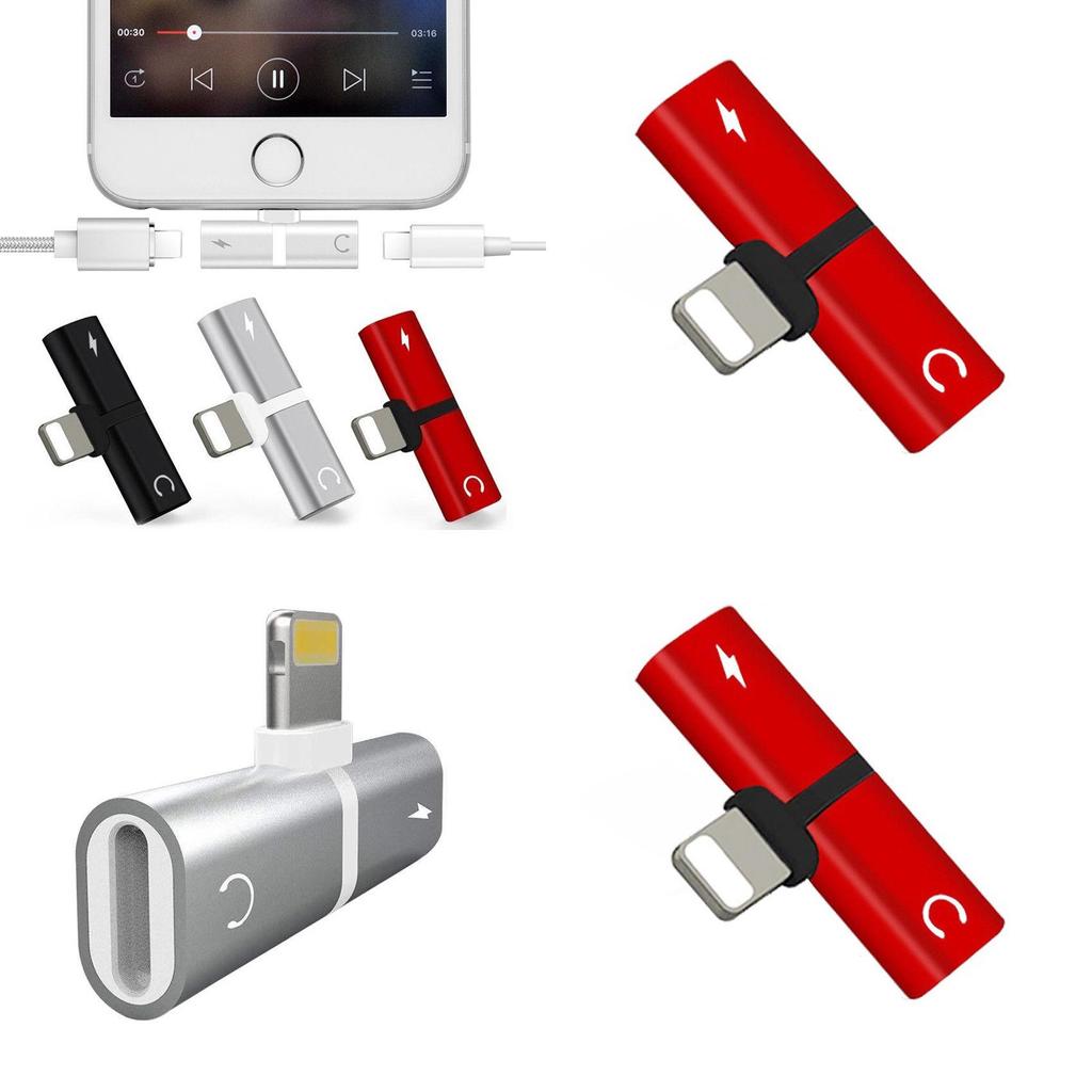 For Iphone X 8 7 2 In 1 Adapter Aux Splitter Audio Headphone Charge Cord Cable Charge