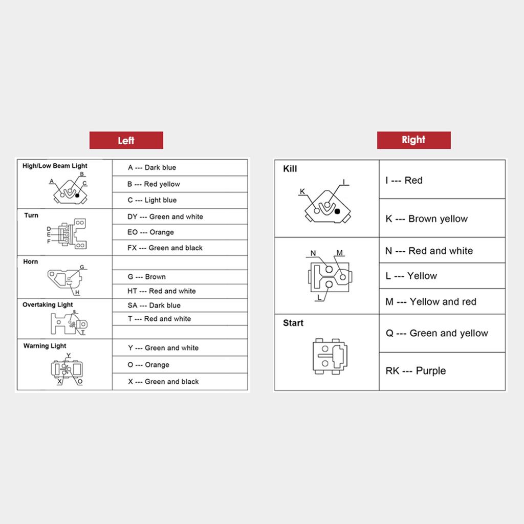 2x мотоциклетные переключатели, кнопка звукового сигнала, поворотник, электрическая противотуманная фара, переключатель управления рулем для 300 куб. см, 600 куб. см