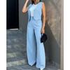 GMXIA Women's Fashion Solid Color Print Sleeveless Suspenders Trousers Pants Suits