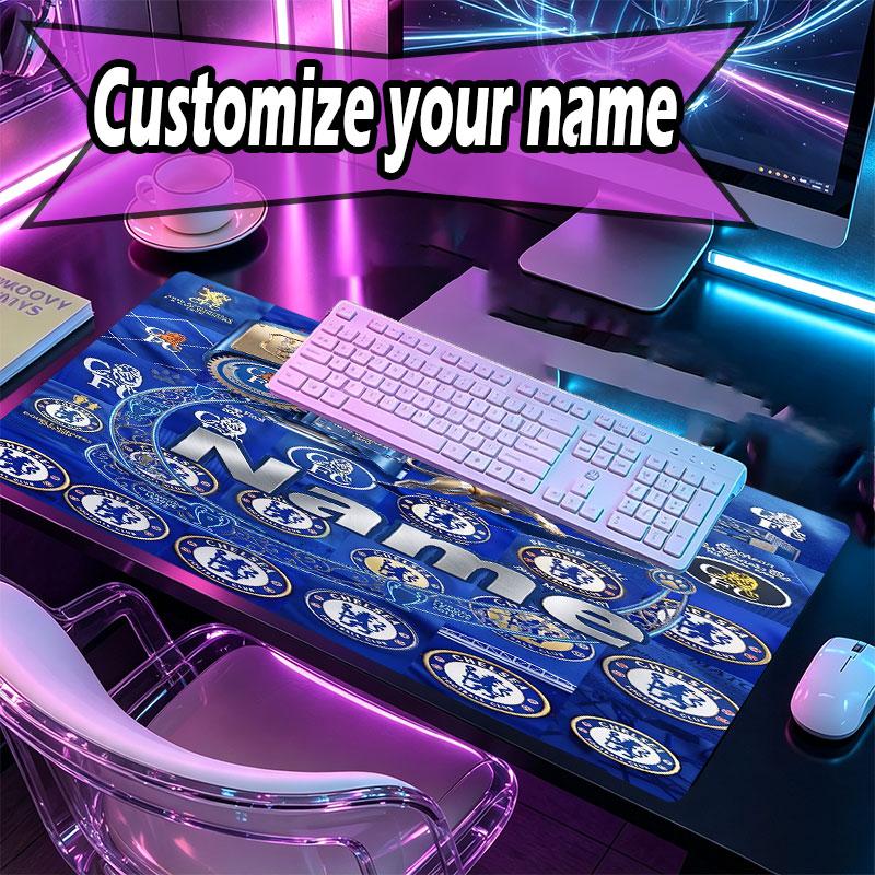 Custom Name Personalized Chelsea Football Club Pattern Mousepad, Laptop PC Desk Mat, Decorative Desk Mat for Home Keyboard Pad Gift