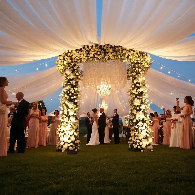 1 шт. Натуральное украшение для вечеринки, Сверкающий сценический фон, Струящаяся марлевая занавеска, Романтичное мягкое свадебное украшение