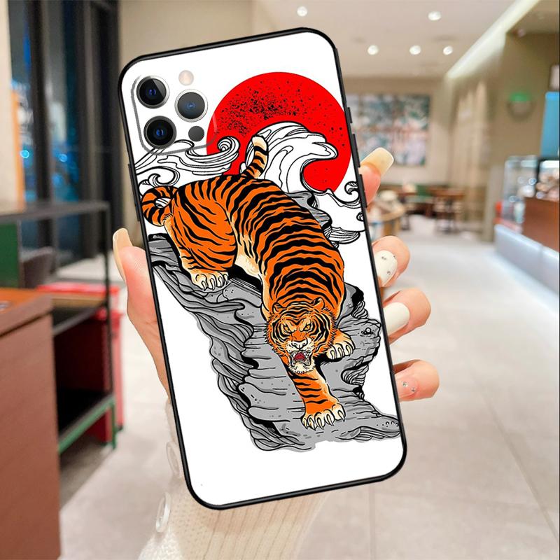 Tiger Red Sun Japan Art Phone Case For iPhone 17 16 15 14 13 11 12 Pro Max mini 16 Plus 16e 17 Air Protective Cover