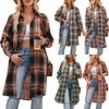 2024 New Autumn Minimalist Fashion Plaid Cardigan Button Windbreaker Temperament Commuting Casual Shirt Loose and Long Style