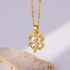 Four Leaf Clover Stainless Steel Necklaces For Women Green Zircon Gold Quality Jewelry Pendant Necklace Gift