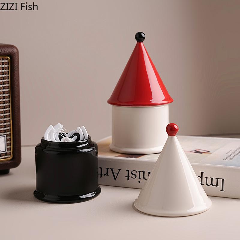 Дом в стиле легкой роскоши, украшение, коробка для зубочисток, органайзер для зубочисток, зубной нити, ватных палочек, современный дом, креативная керамическая коробка для хранения