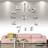 3D DIY Frameless Large Wall Clock Modern Roman Numerals 3D Mirror Sticker Home Office Decorations for Living Room Bedroom