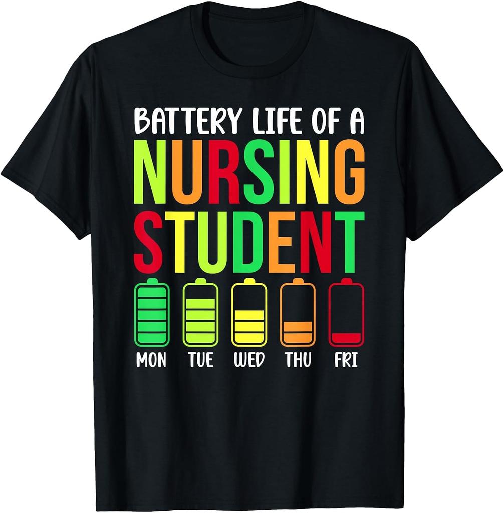 Battery Life of Nursing Student Future Nurse in Progress T-Shirt