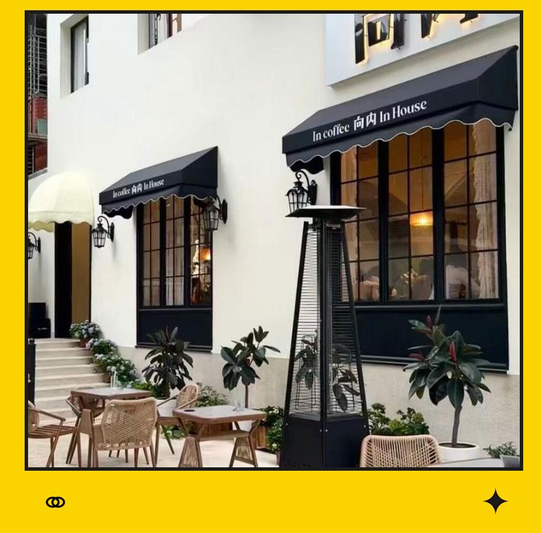 French Trapezoidal Fixed Decorative Awning - Custom Storefront Rain Canopy for European Cafes