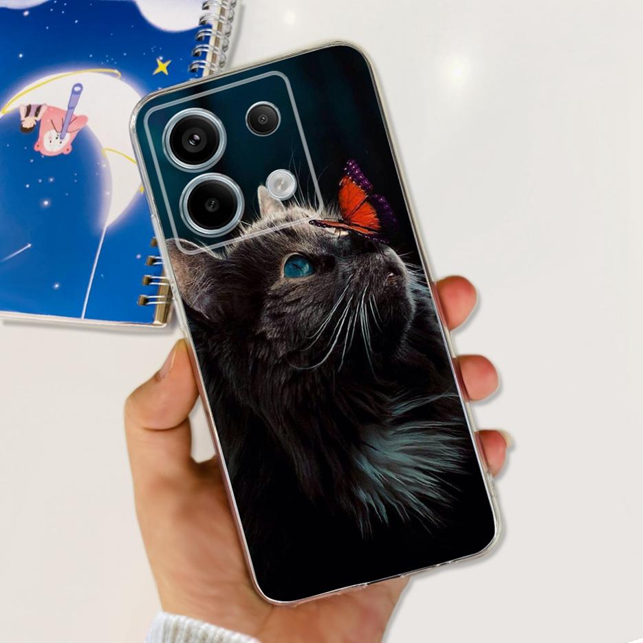 For Xiaomi Poco X6 Pro 5G Case Cute Cat Butterfly Painted Cover Soft Silicone Phone Case For Xiaomi Poco X6 Pro PocoX6 5G Fundas