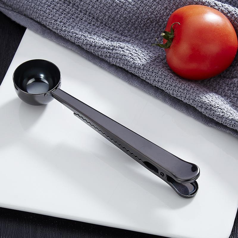 Два в одном из нержавеющей стали Кофейная ложка с зажимом для кухни Мерные ложки для чая Молоко Сухое Кофейные зерна Ложки