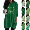 Женские повседневные рубашки с рукавом 3/4, модные туники с принтом Святого Патрика и карманами
