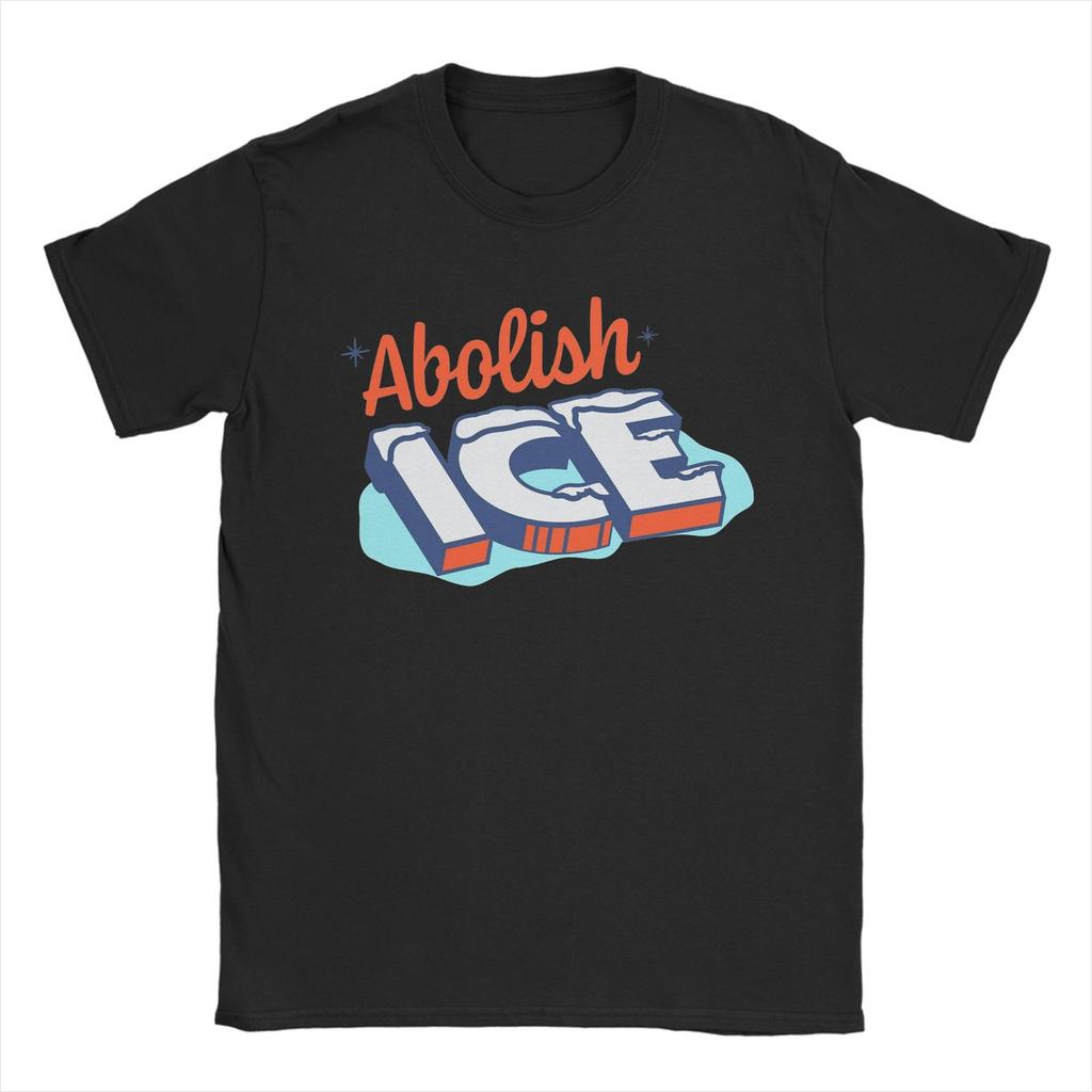 Abolish ICE Men T Shirt  Vintage Tees Short Sleeve Round Collar TShirt Pure Cotton 4XL 5XL Clothes