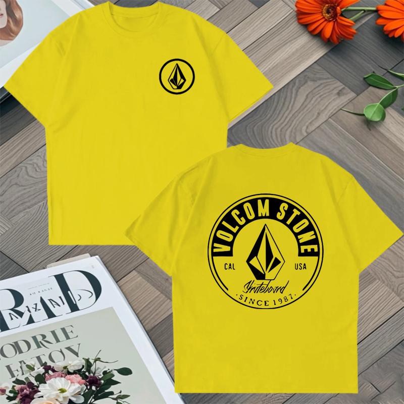 2025 New in Top Volcom Stone Double Sided Printed Oversized tshirt Unisex Women 100 Cotton Crew Neck short sleeve Unisex tshirts