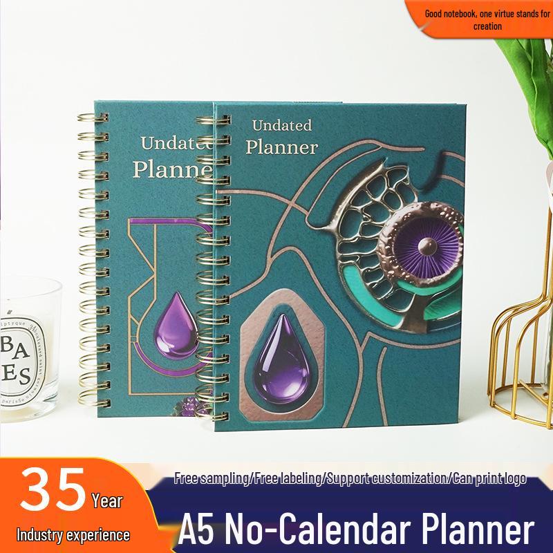 2026 A5 Spiral-Bound Hardcover Planner with Dividers & Full-Color English Calendar
