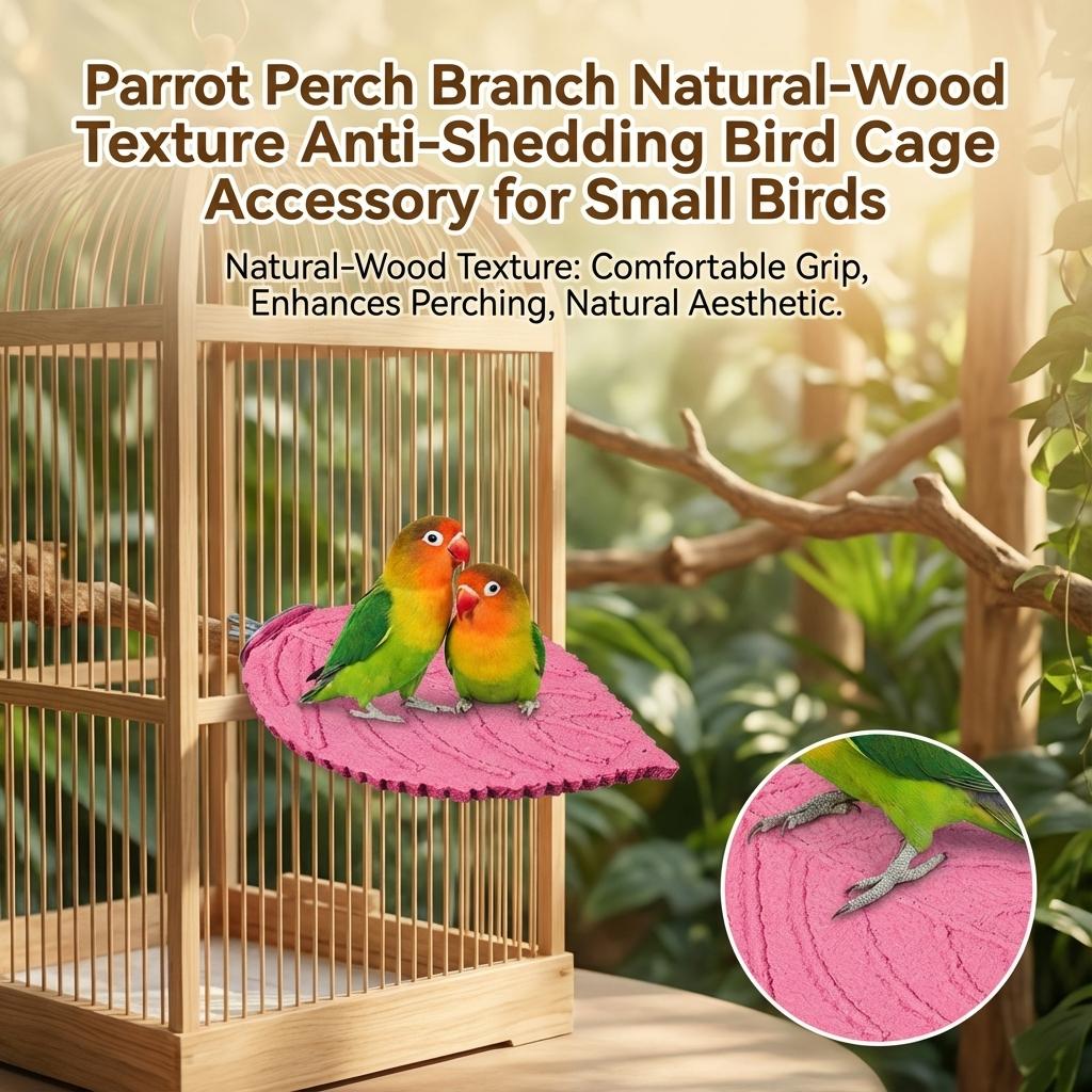 Parrot Perch Branch Natural-Wood Texture Anti-Shedding Bird Cage Accessory for Small Birds