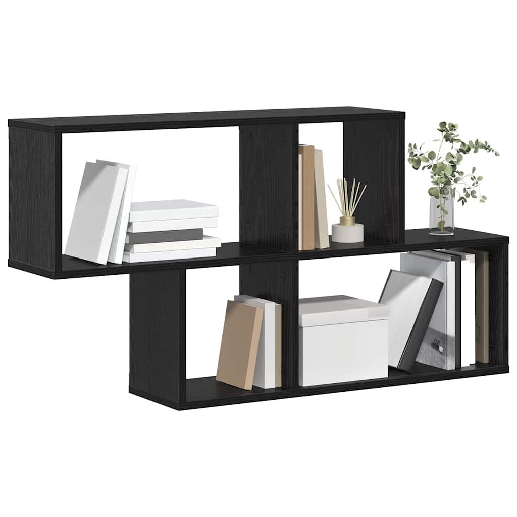 Wall Shelf Wall Mount Black Engineered Wood
