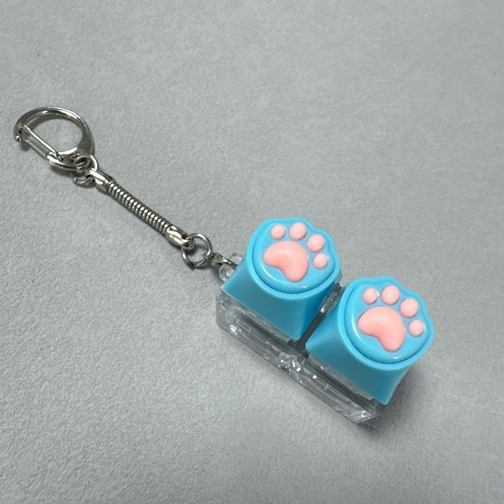 Keys Button Cat Claw Keychain 2Keys Fidget Keychain Relaxing Keyboard Clicker Toy Pass Time