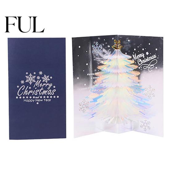 Birthday Greeting Card for Friends 3D Christmas Tree Card, Glitter Pop Up Unique Gift Family Members Winter Holiday Cards New Year Xmas Party