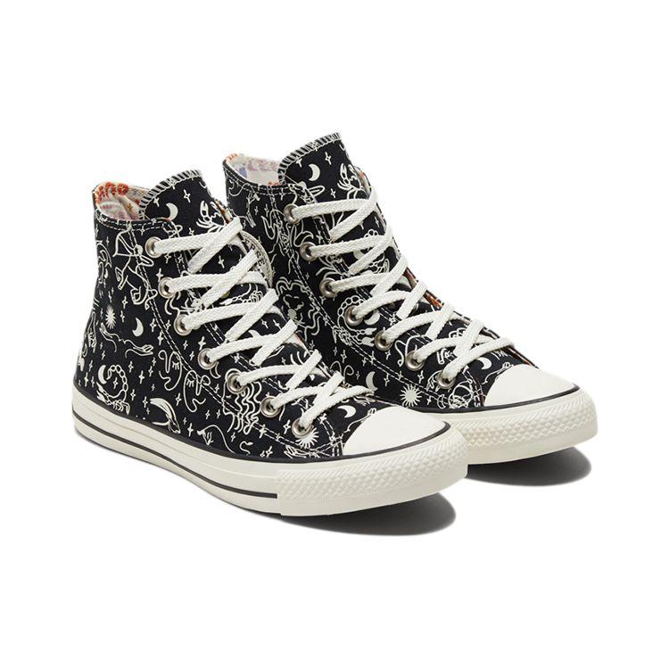 Converse Кеды Chuck Taylor All Star Mystic World с вышивкой созвездий Модные Нескользящие Прочные Высокие Кеды Женские Черно-белые 572425C