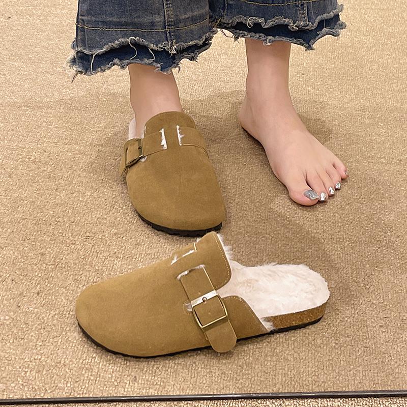 Женские тапочки-сабо, классические тапочки из пробки, нескользящие туфли из пробки для улицы, женские с поддержкой свода стопы, плюшевые домашние тапочки для женщин