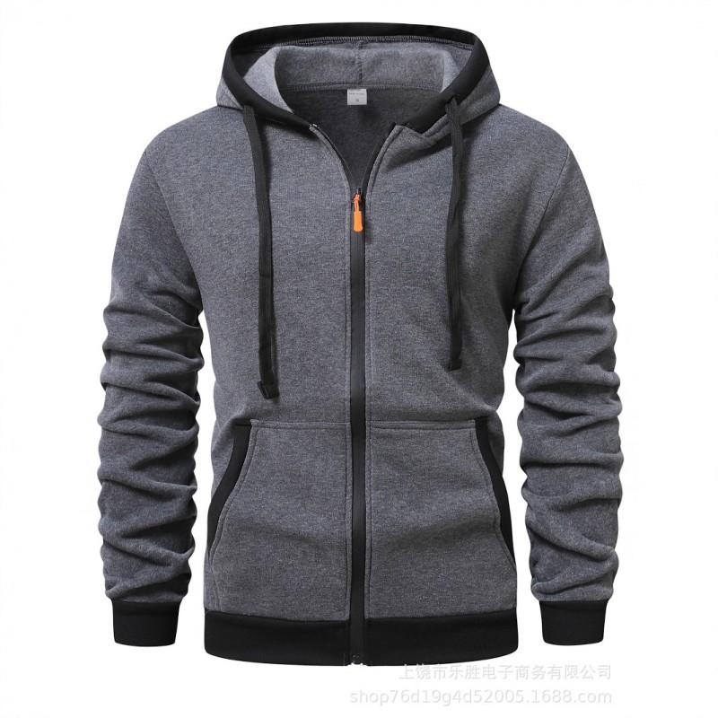 Mens Hooded Zip-Up Sweatshirt With Multiple Pockets Loose Fit Warm Fleece Lined Casual Sportswear Winter