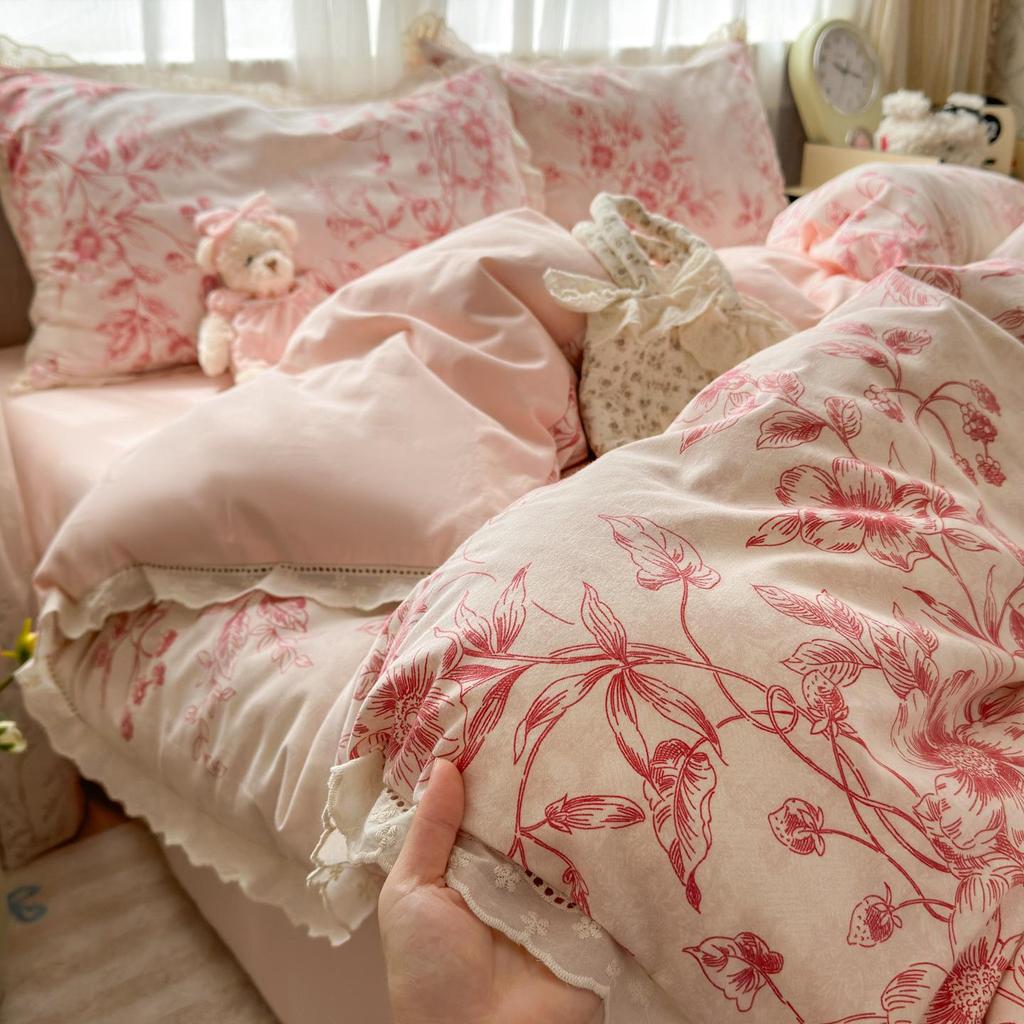 100% Хлопок Очень Толстый Теплый Фланелевый Кружевной Зимний Комплект - 4 Предмета