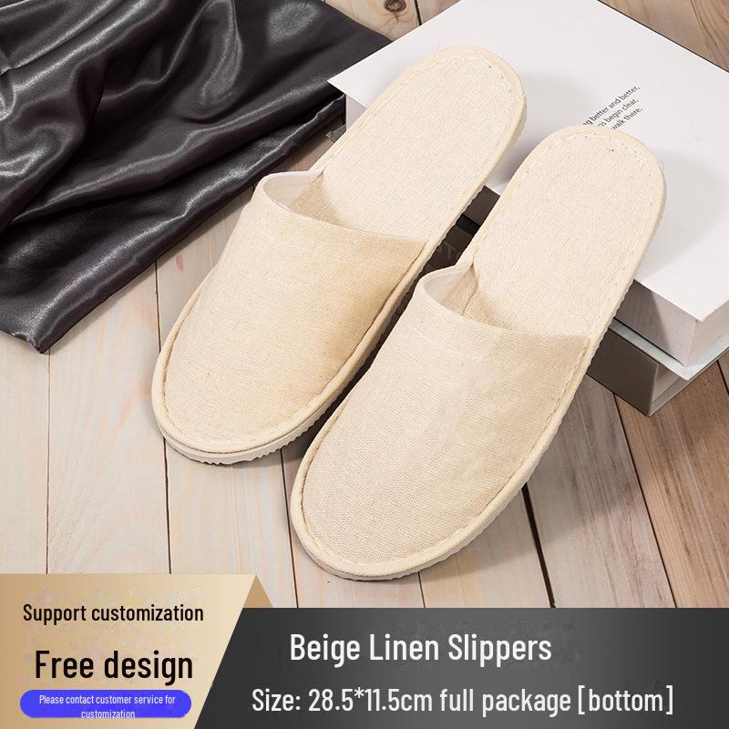 Четырехсезонные нескользящие тапочки из хлопка и льна для отелей и салонов красоты