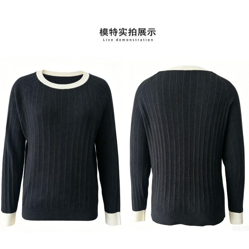 Womens Knit Sweater Round Neck Loose Fit Long Sleeve Pullover Slim Solid Color Fall Winter Top