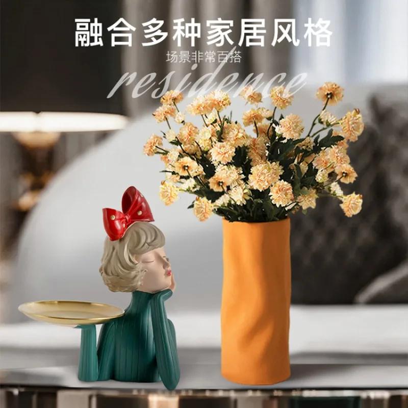 Nordic Light Luxury Керамическая ваза Украшение для дома Украшения для дома Ремесла Гостиная Сухоцветы Цветочная композиция Аксессуары