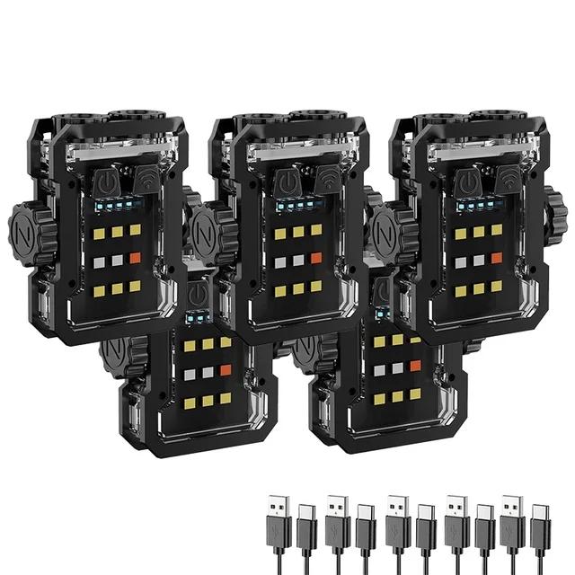 Многофункциональный портативный мини-светодиодный фонарик, перезаряжаемый Type-c, 6 режимов освещения, фонарь, спиннер для пальцев, уличная аварийная лампа