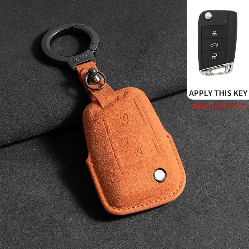 Замшевый чехол-накладка для ключа автомобиля, брелок для VW Volkswagen Golf 7 MK7 Tiguan MK2 для Ateca Leon FR Ibiza Skoda Octavia Kodiaq