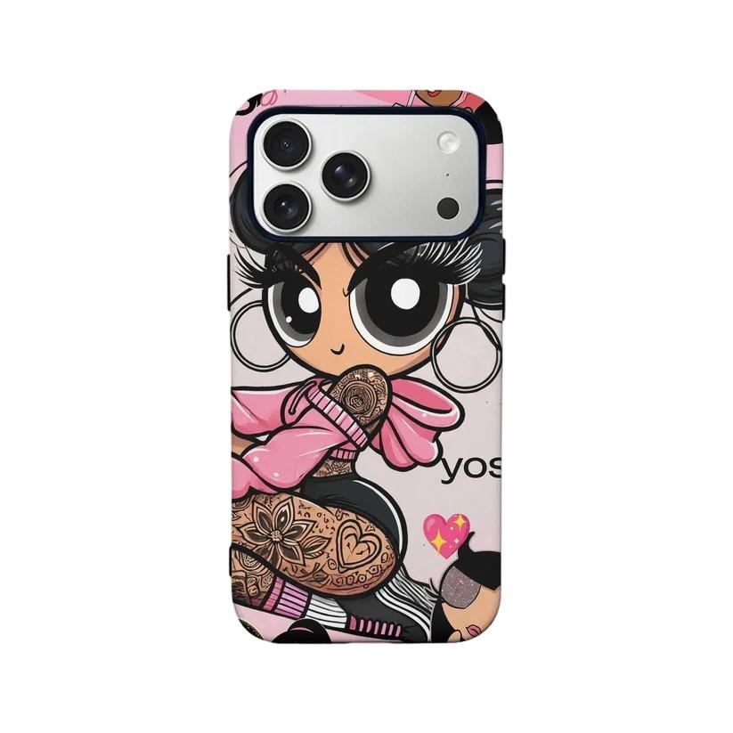 Роскошный Clmj Милый Чехол для Телефона The P-Powerpuffs Girls для iPhone 17 16 15 14 13 12 11 X Air Pro Max Plus Двухслойная Задняя Крышка