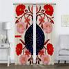 Retro Flower Curtains for Living Room Curtain for Room 2 Panel Shades Halloween Decoration Home Interior Curtains Partition