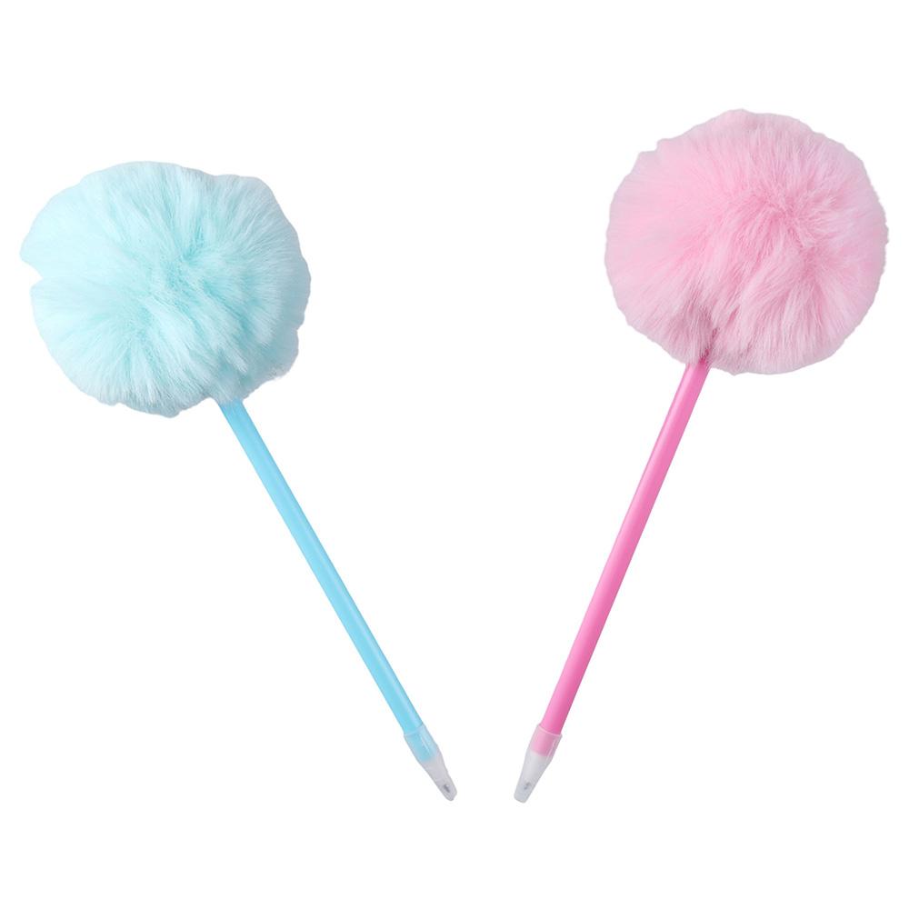 Зеленые пушистые шариковые ручки, плюшевые ручки, синие, синие гелевые чернила, женские шариковые ручки цвета макарон, офисные