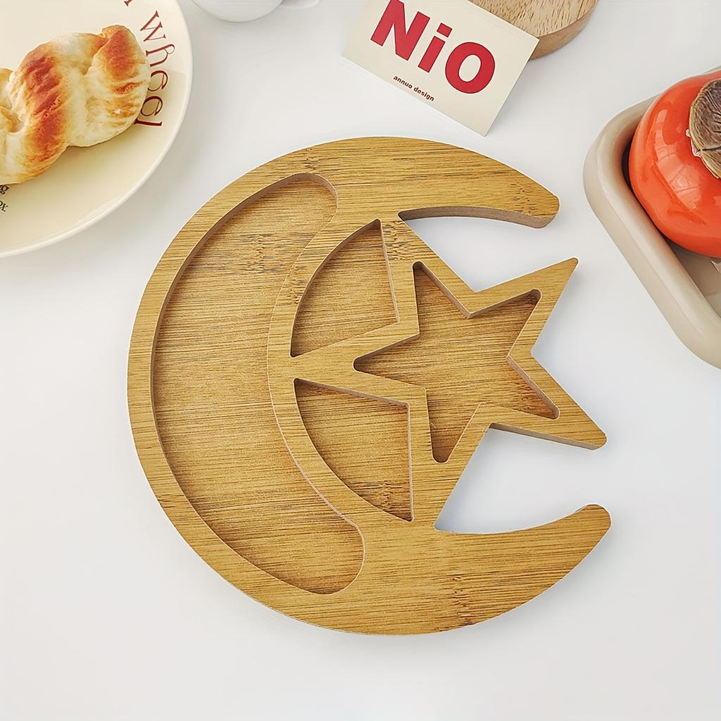 1pc-Crescent Moon and Star Serving Platter - Novelty Fruit Dessert Appetizer Tray, Home Serving Plate for Salad, BBQ, Snacks